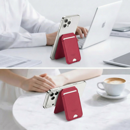 Port card rosu cu blocare RFID, Suport ajustabil si Oglinda [2]