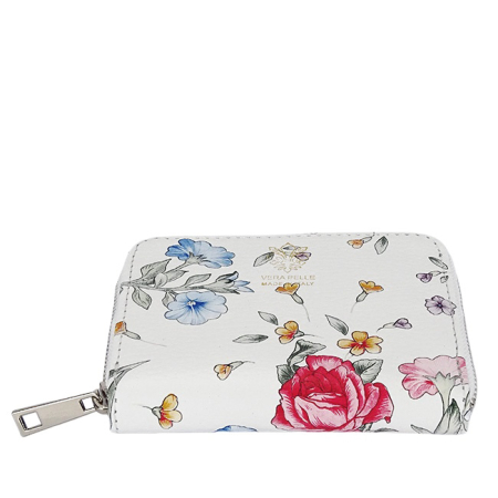 Portofel mic alb cu imprimeu floral din piele naturala 8912 07 [4]