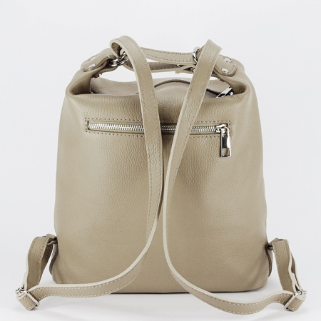 Rucsac bej din piele naturala 2 in 1 Lucia 121 [4]