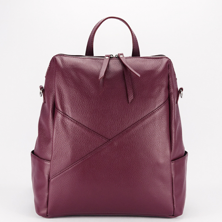 Noutati - Rucsac burgundy din piele naturala 8918 122