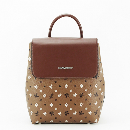 Rucsacuri - Rucsac David Jones cu imprimeu logo 6534A-1 119 Maro cognac