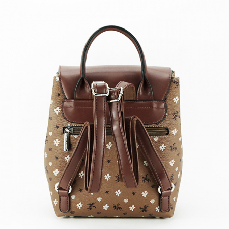 Rucsac David Jones cu imprimeu logo 6534A-1 119 Maro cognac [3]