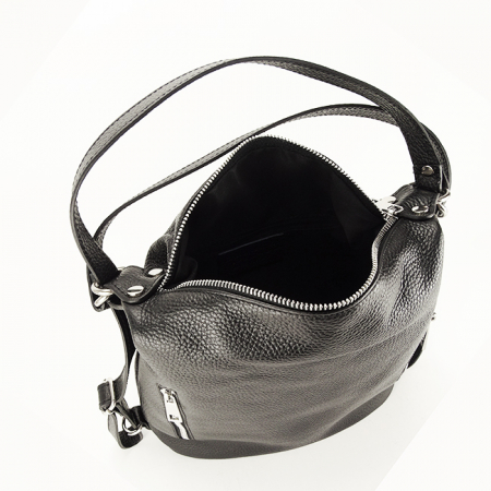 Rucsac din piele naturala 2 in 1 negru Lucia 121 [8]