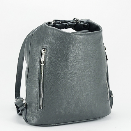 Rucsac gri din piele naturala 2 in 1 Lucia 121 [3]