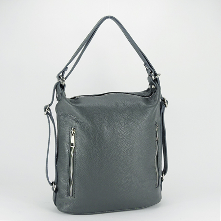 Rucsac gri din piele naturala 2 in 1 Lucia 121 [1]