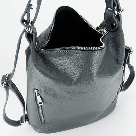 Rucsac gri din piele naturala 2 in 1 Lucia 121 [7]