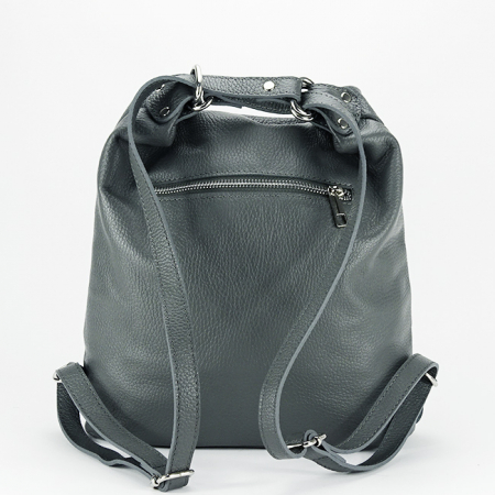 Rucsac gri din piele naturala 2 in 1 Lucia 121 [4]
