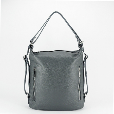 Accesorii - Rucsac gri din piele naturala 2 in 1 Lucia 121