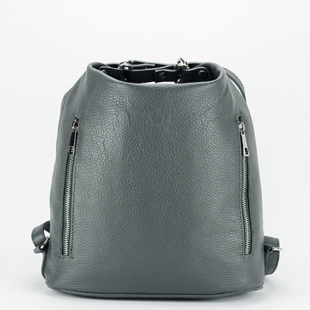 Rucsac gri din piele naturala 2 in 1 Lucia 121 [2]