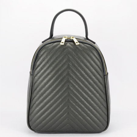 Noutati - Rucsac gri inchis  din piele naturala 8955 121