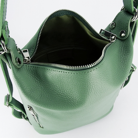 Rucsac verde menta din piele naturala 2 in 1 Lucia 121 [7]
