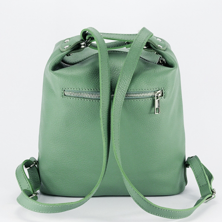 Rucsac verde menta din piele naturala 2 in 1 Lucia 121 [4]