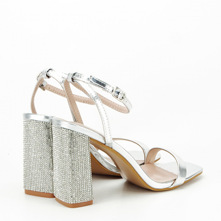 Sandale argintii cu toc gros H8-363 125 [5]