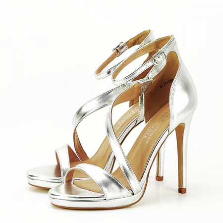 Sandale cu toc - Sandale resigilate argintii elegante BLJY1286-RESIG