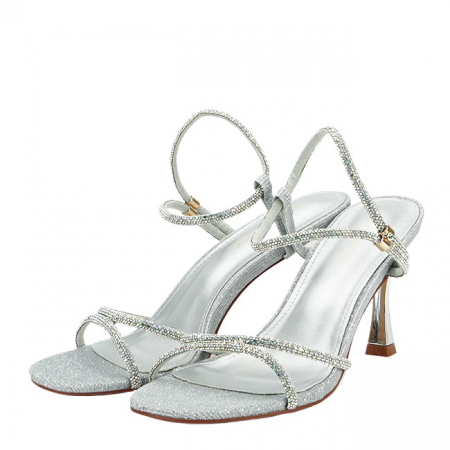 Noutati - Sandale argintii elegante cu pietricele D-1271 130