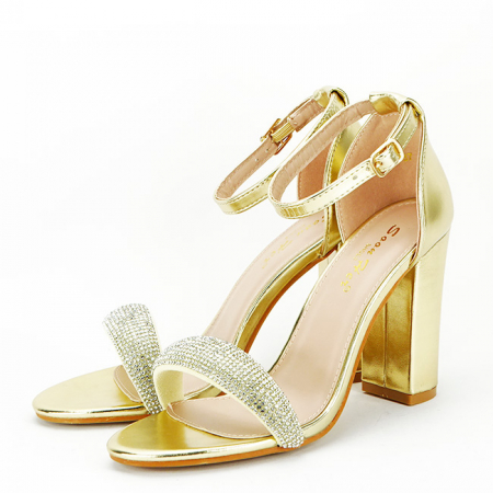 Sandale cu toc - Sandale aurii elegante 212-38 130