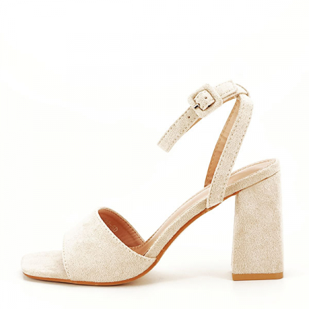 Sandale cu toc - Sandale bej cu toc BL6522 130