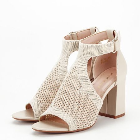 Noutati - Sandale bej elegante cu toc gros 8735 130