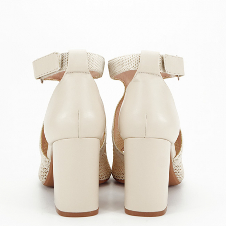 Sandale bej elegante cu toc gros 8735 130 [3]