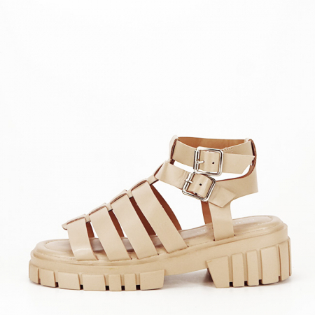 Noutati - Sandale bej inchis cu talpa groasa N75-6 132