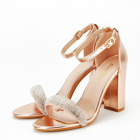 Sandale cu toc - Sandale champagne elegante 212-38 130