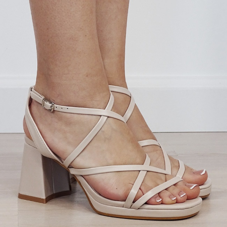 Sandale elegante bej cu toc comod H8-836 M12 [5]