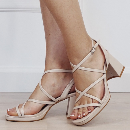 Sandale elegante bej cu toc comod H8-836 M12 [1]