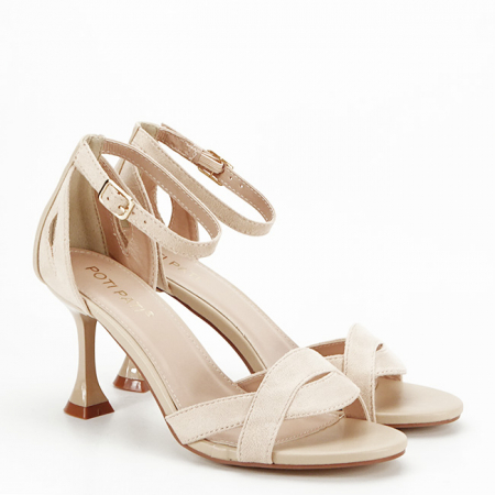 Sandale elegante bej cu toc conic OR141 [5]
