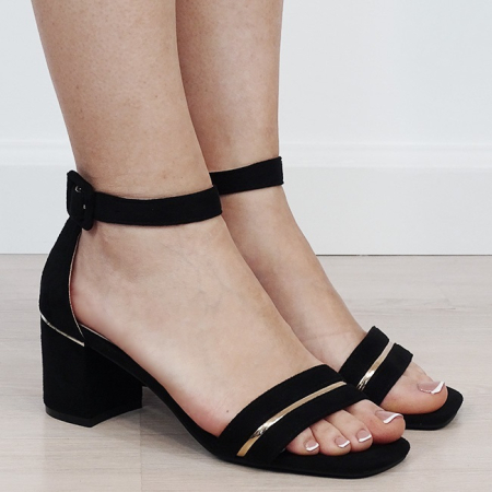 Sandale elegante negre cu toc comod FF-11 M12 [5]