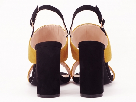 Sandale dama in doua culori negru si galben Cassiana [2]