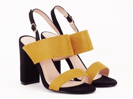 Sandale dama in doua culori negru si galben Cassiana [3]