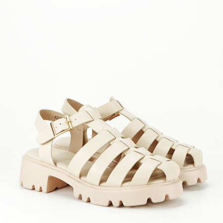 Sandale late bej cu talpa groasa 8067 129 [5]