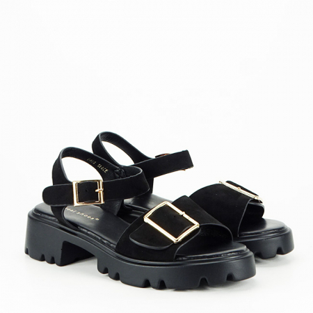 Sandale negre cu talpa groasa 8068 128 [5]