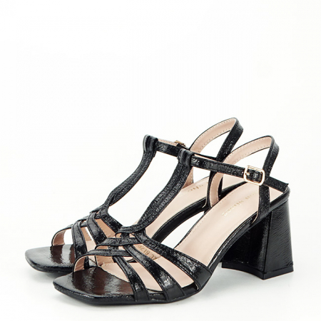 Noutati - Sandale negre elegante cu toc gros 3219 130