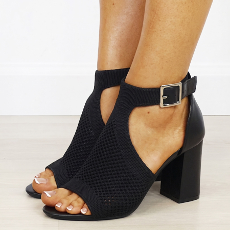 Sandale negre elegante cu design impletit 8753 M12 [1]