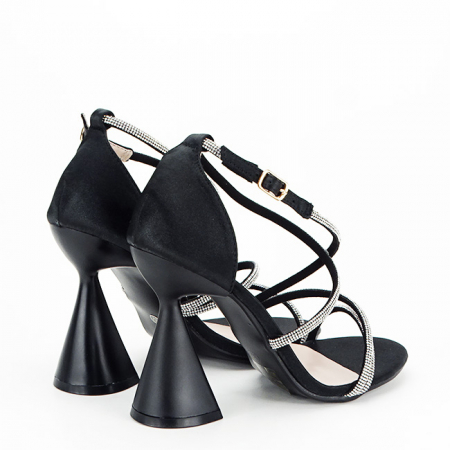 Sandale negre elegante cu toc conic BD116 130 [5]