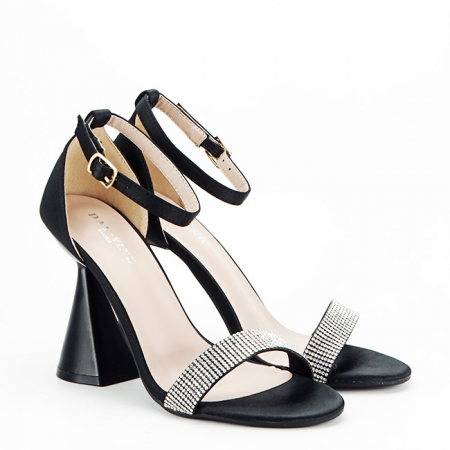 Sandale negre elegante cu toc conic BD117 129 [3]