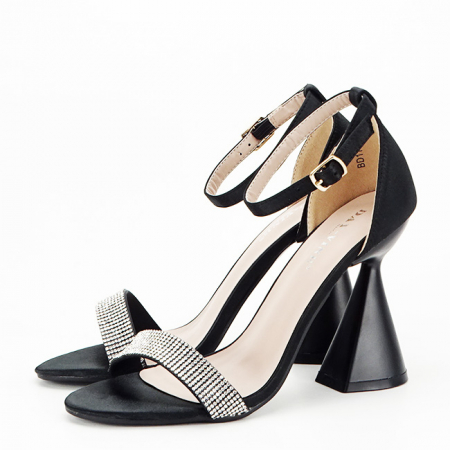 Noutati - Sandale negre elegante cu toc conic BD117 129