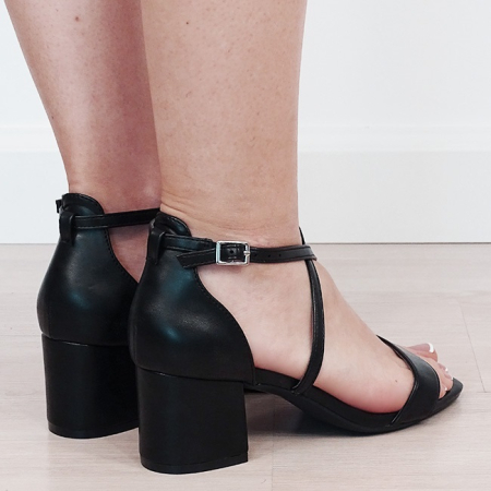 Sandale negre elegante cu toc mic 6892 M12 [4]