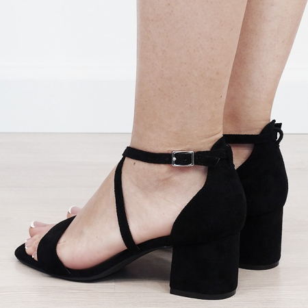 Sandale negre elegante cu toc mic 6895 M12 [2]
