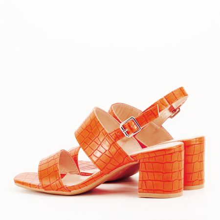 Sandale portocalii cu toc mic Edith [6]