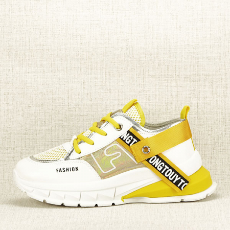 Pantofi - Sneakers alb cu galben Mara