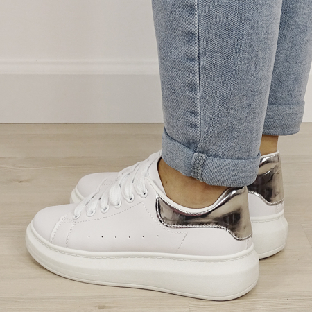 Sneakers albi/argintii cu talpa groasa M-623 M2 [2]