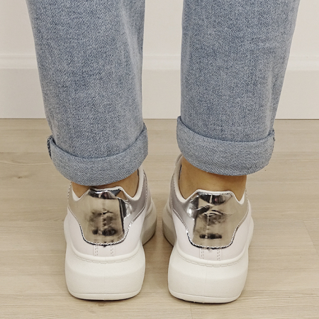 Sneakers albi/argintii cu talpa groasa M-623 M2 [3]