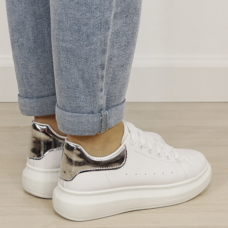 Sneakers albi/argintii cu talpa groasa M-623 M2 [4]