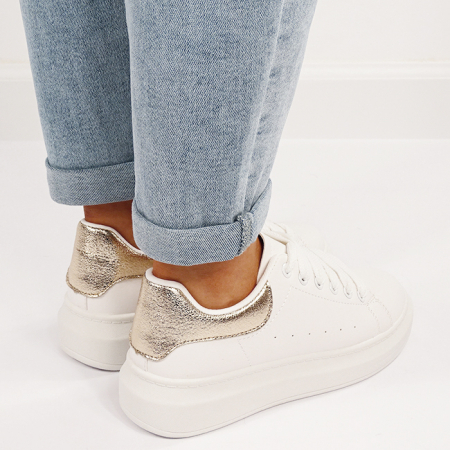 Sneakers albi/aurii cu talpa groasa M-8826 M7 [4]