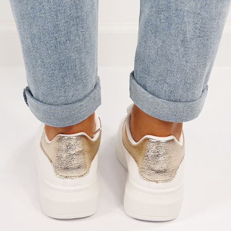 Sneakers albi/aurii cu talpa groasa M-8826 M7 [6]