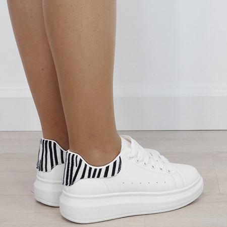 Sneakers albi cu model de zebra texturat M-8826 M7 [4]