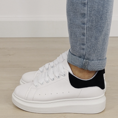 Sneakers albi/negri cu talpa groasa M-623 M2 [2]