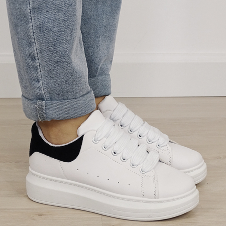 Sneakers albi/negri cu talpa groasa M-623 M2 [6]
